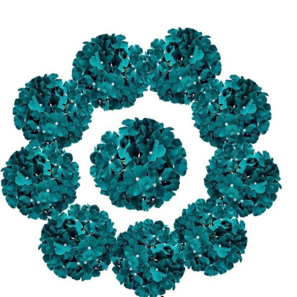 10 Pack | Emerald Green Hydrangeas Flowers Wedding Bouquet Floral Centerpiece - Picture 4 of 4
